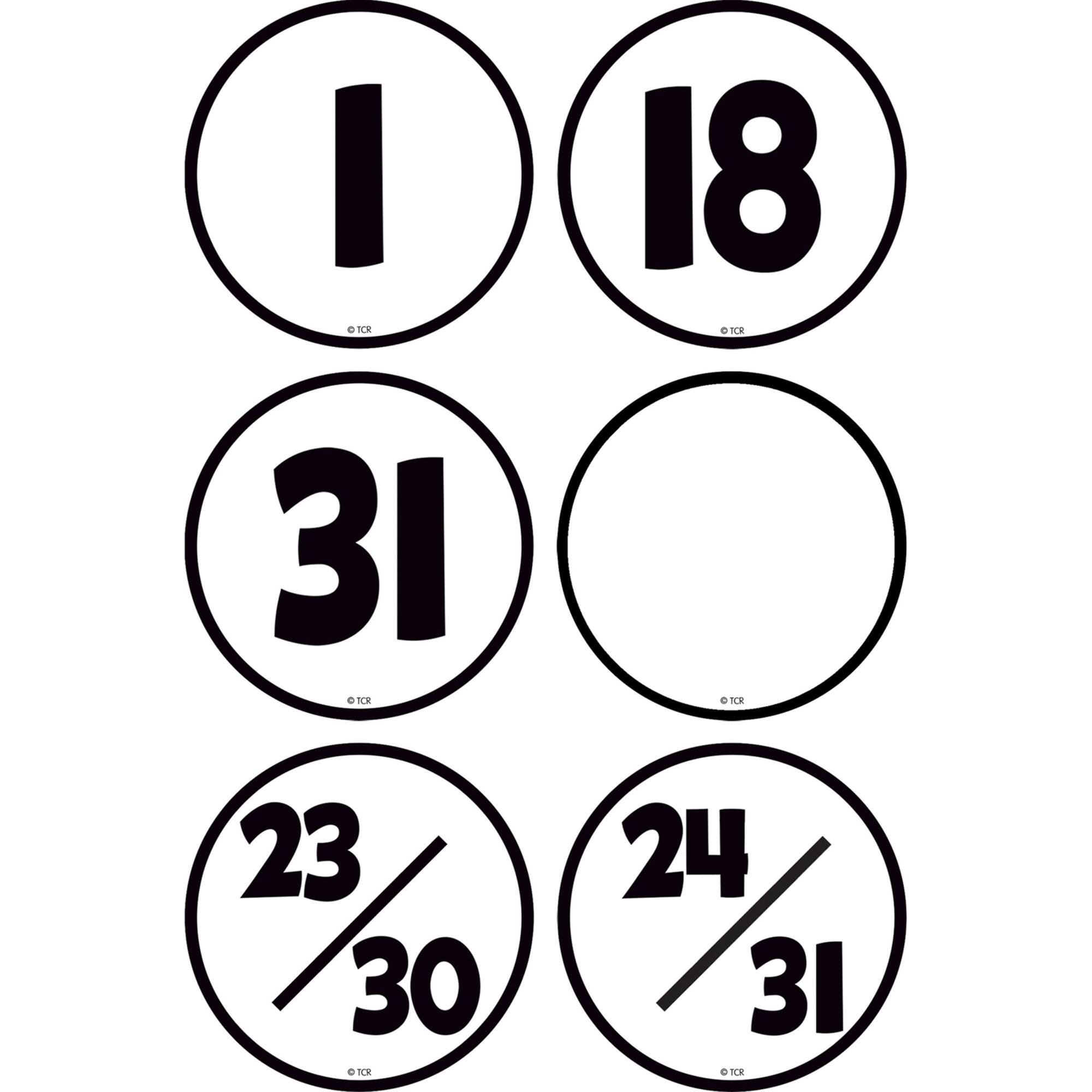Teacher Created Resources Black & White Calendar Days, 6 Packs of 36